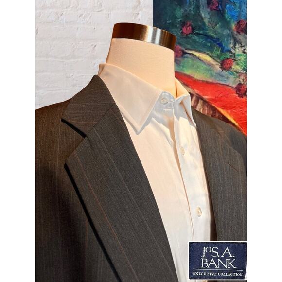 Jos A Bank 48R Gray Blue Red Pinstripe Blazer Casual Sport Coat Jacket Repair - Picture 4 of 16